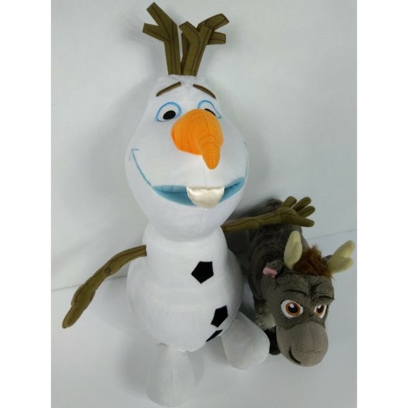 Disney Store Frozen Sven Moose 11" + Olaf Snowman 18" Plushie Stuffed Animal Toy - Picture 7 of 12